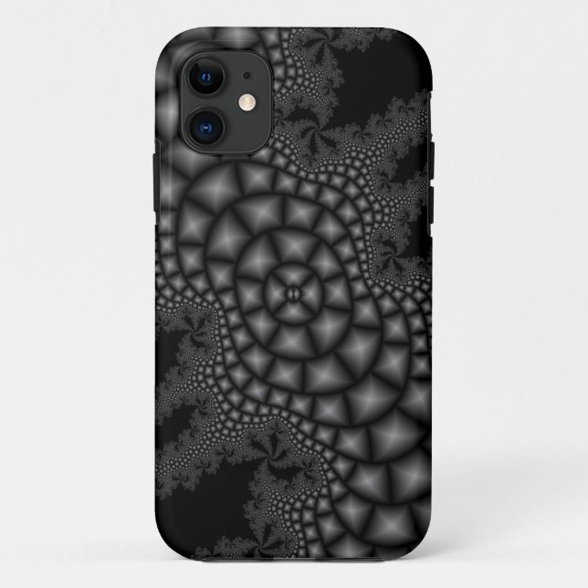 black and white fractal art iphone case (Back)
