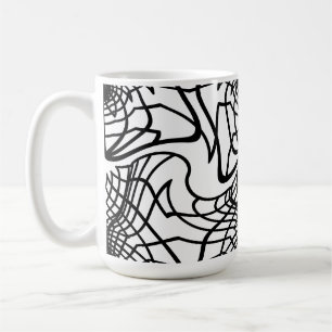 black and white fractal coffee mug