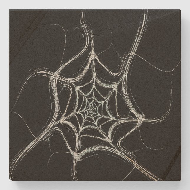 Black and White Fractal Square Coaster (Front)