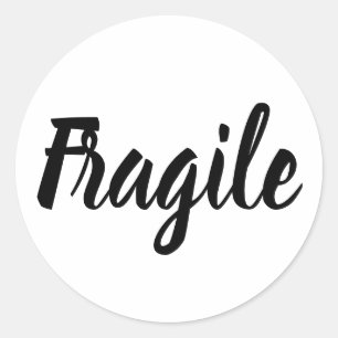 Black and white fragile trendy modern business classic round sticker