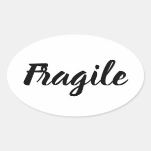 Black and white fragile trendy modern business oval sticker