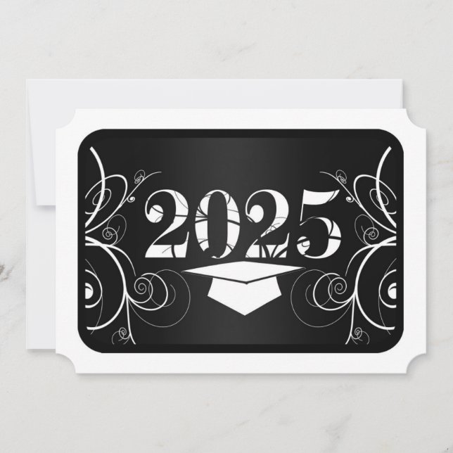 Black and White Frame Graduation Invitation (Front)