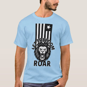 BLACK AND WHITE FREEDOM PATRIOT LION T-Shirt