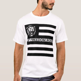 BLACK AND WHITE FREEDOM PATRIOT LION T-Shirt