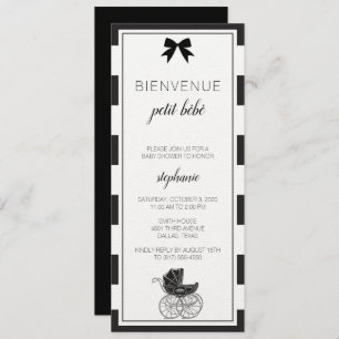 Black and White French Baby Shower Invitation