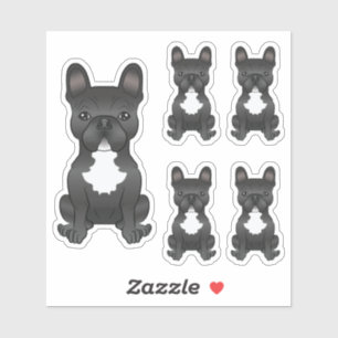 Black And White French Bulldog Cute Cartoon Dog