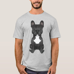 Black And White French Bulldog Cute Cartoon Dog T-Shirt