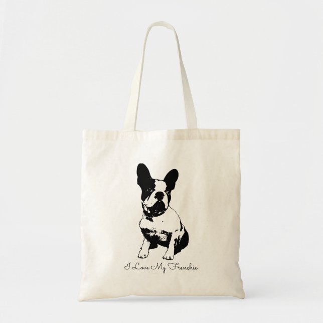 Black and White French Bulldog Tote Bag (Front)