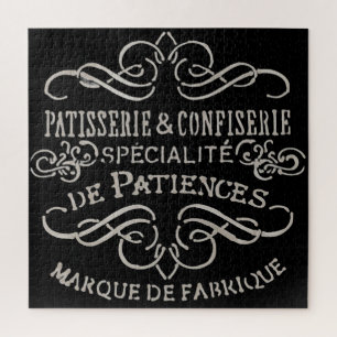 Black and white French pastry sign Jigsaw Puzzle