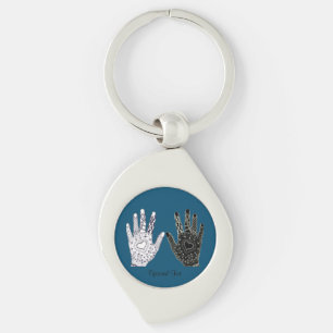 Black and White Friendship Hands Key Ring