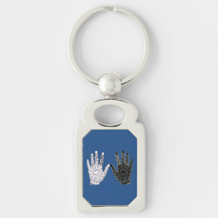 Black and White Friendship Hands Key Ring