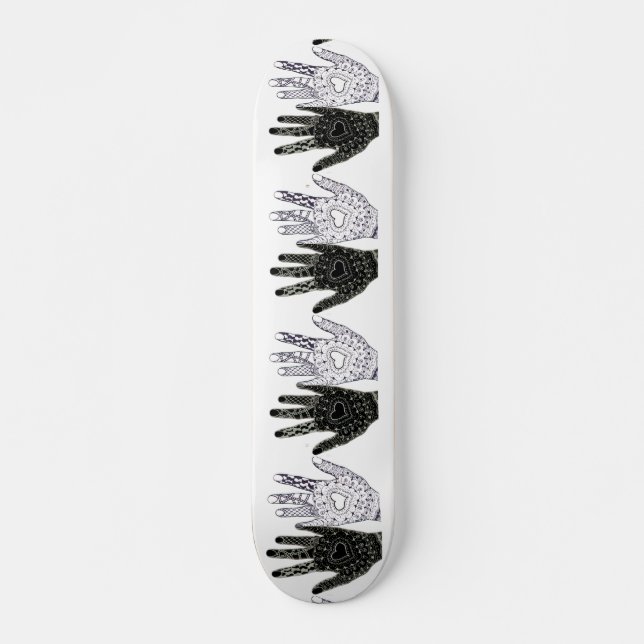 Black and White Friendship Hands Skateboard (Front)
