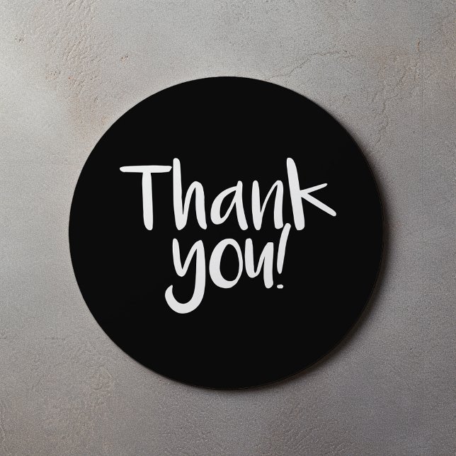 Black and white fun text thank you sticker (Black and white fun text thank you sticker.)