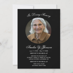 Black and white Funeral In Loving Memory, Funeral Invitation