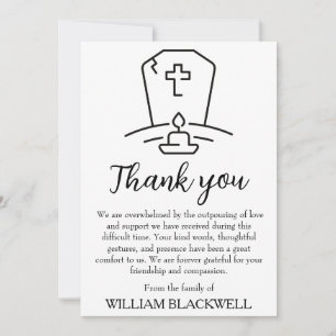 black and white funeral thank you cards