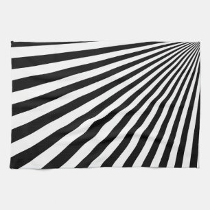 Black and White Funky Striped Abstract Art Tea Towel