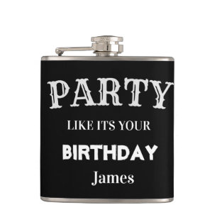 Black and White Funny Birthday Groomsman  Hip Flask
