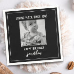 Black and White Funny Birthday Photo Napkins<br><div class="desc">Black and White Funny Birthday Custom Photo Napkins Personalised |
Happy 40th 50th 60th 70th 80th Birthday Party Custom Napkins with Photo | 
Personalise these napkins with custom text.
You could change the background colour as well.</div>