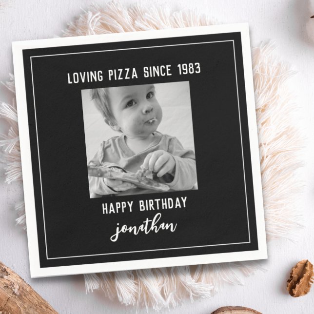 Black and White Funny Birthday Photo Napkins (Creator Uploaded)