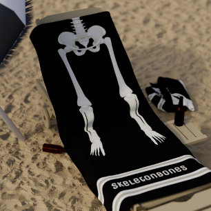 Black and White Funny Skeleton Legs Beach Towel