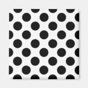 Black and White Fuzzy Polka Dot Pattern Magnet