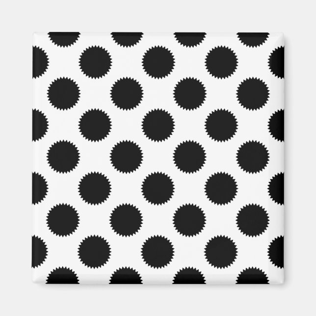 Black and White Fuzzy Polka Dot Pattern Magnet (Front)