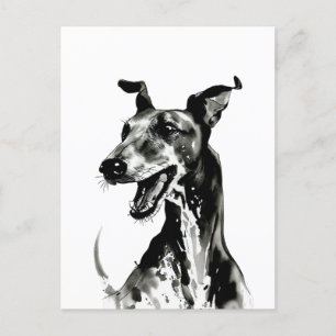 Black and white Galgo Español Joyful Greyhound Postcard