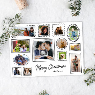 Black and White Gallery Wall Multi-Photo Holiday Card