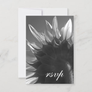 Black and White Garden Sunflower Wedding RSVP Card