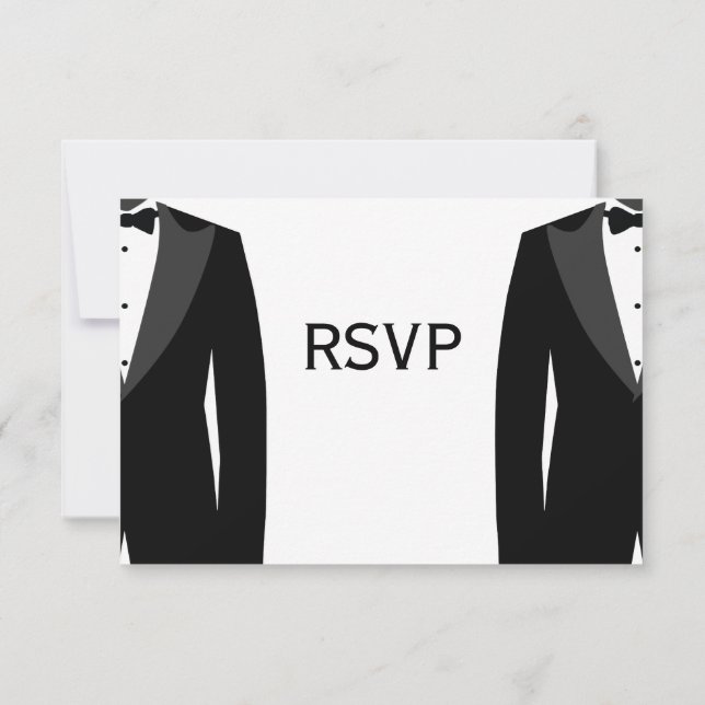Black And White Gay Wedding RSVP Cards (Back)
