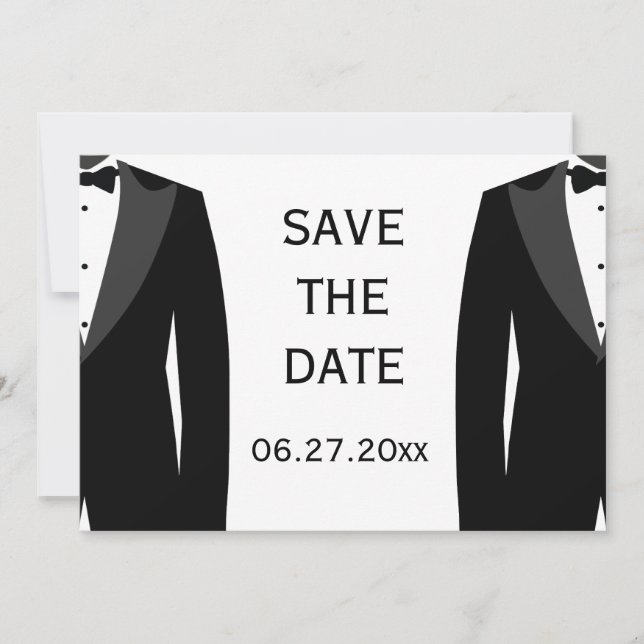 Black And White Gay Wedding Save The Date Card (Front)