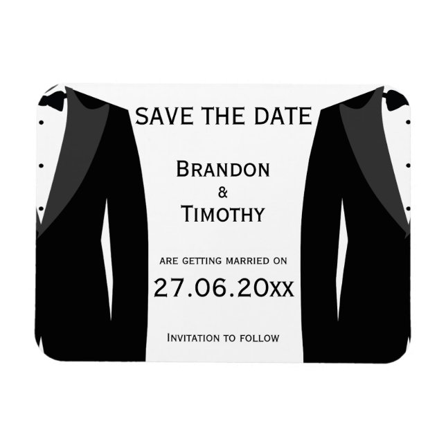 Black And White Gay Wedding Save The Date Magnets (Horizontal)