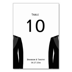 Black And White Gay Wedding Table Numbers Cards