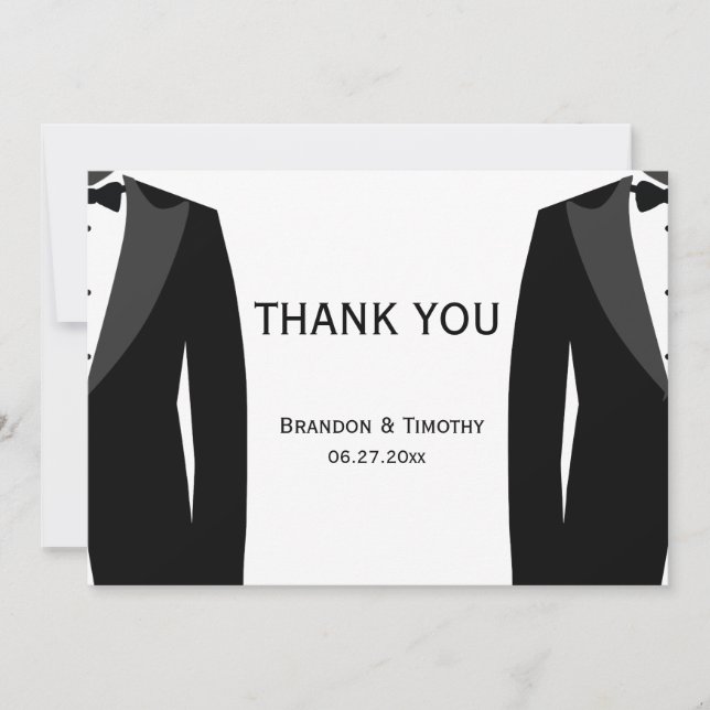 Black And White Gay Wedding Thank You Cards (Front)
