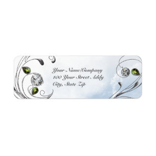Black and White Gem Return Address Label