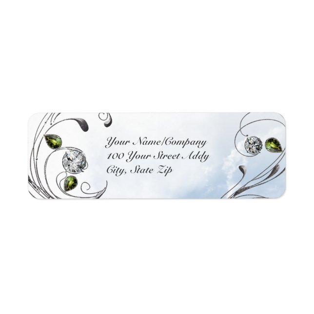 Black and White Gem Return Address Label (Front)