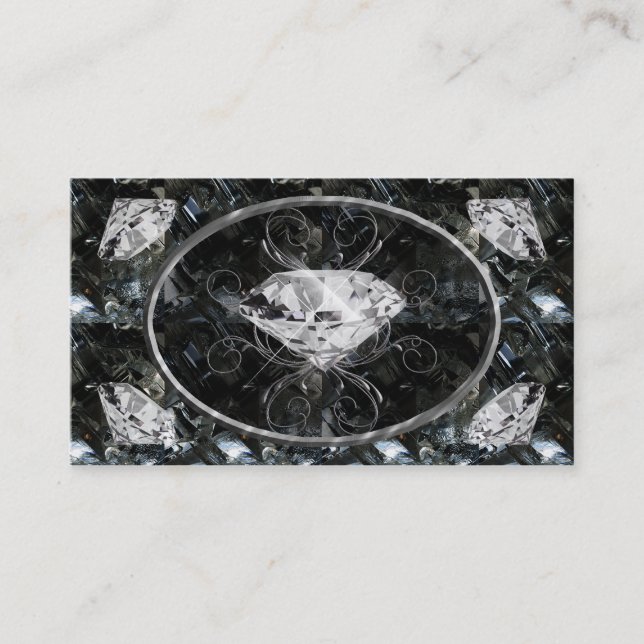 Black and White Gems Business Card (Front)