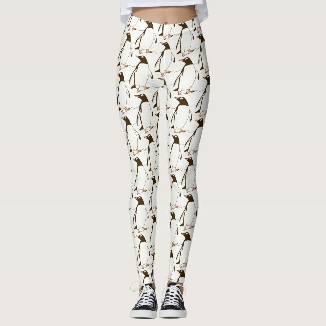 Black and White Gentoo Penguin Leggings (Front)