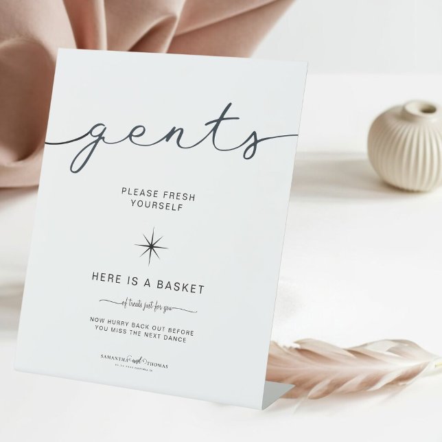 Black And White  Gents Bathroom Basket Wedding Pedestal Sign (Creator Uploaded)