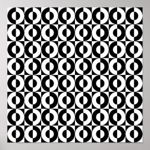 Black and White Geo Combo Funky Circles Poster