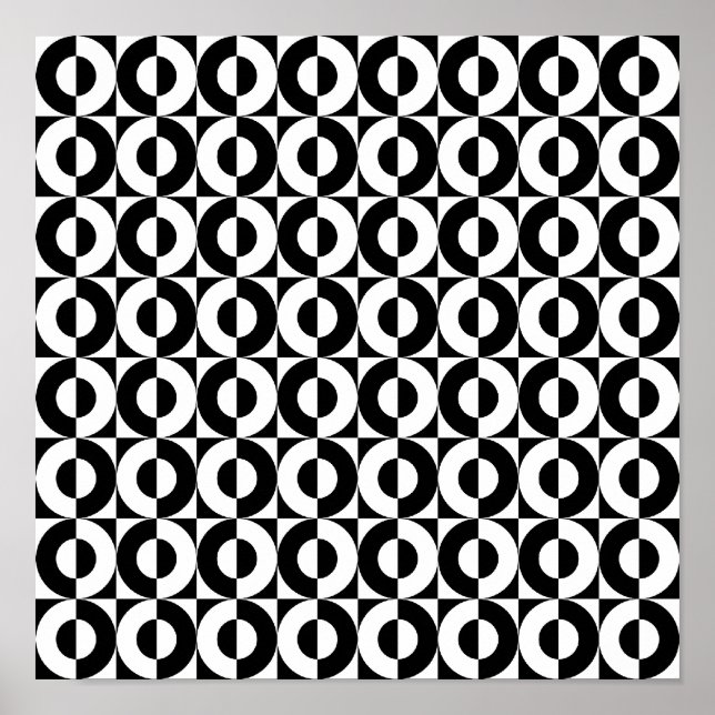 Black and White Geo Combo Funky Circles Poster (Front)