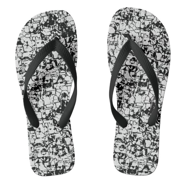 Black and White Geometric Abstract Thongs (Footbed)