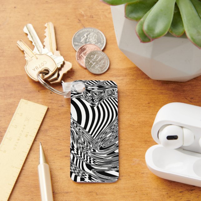 Black And White Geometric Art 12 Key Ring (Desk)