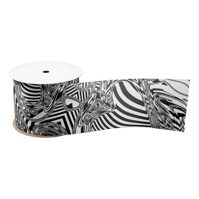 Black And White Geometric Art 12 Satin Ribbon (Spool)