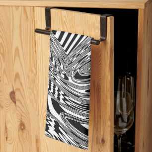 Black And White Geometric Art 12 Tea Towel