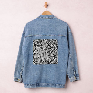 Black And White Geometric Art 15 Denim Jacket