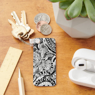 Black And White Geometric Art 15 Key Ring