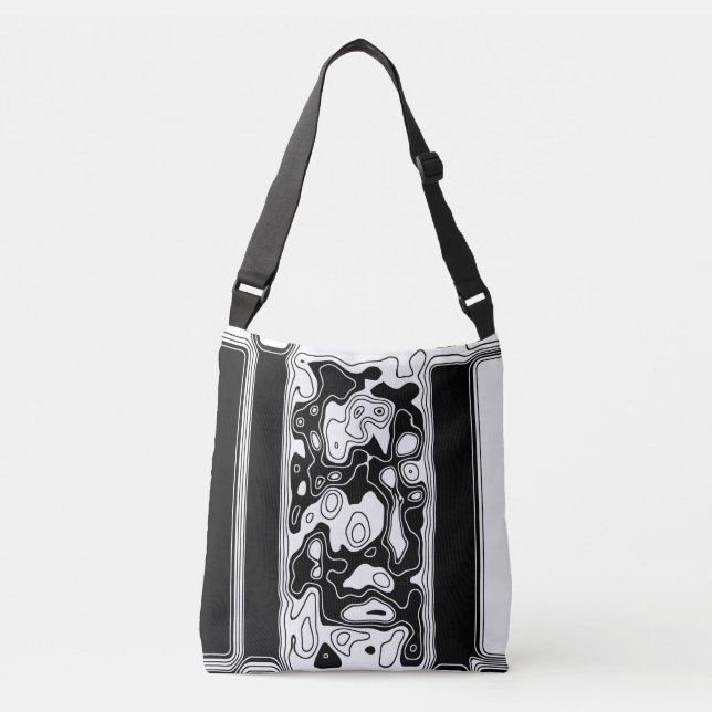 Black And White Geometric Art 1 Crossbody Bag (Front)