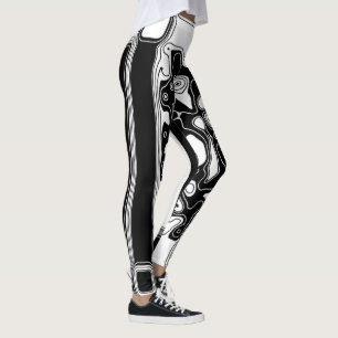 Black And White Geometric Art 1 Leggings
