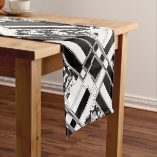 Black And White Geometric Art 1 Short Table Runner